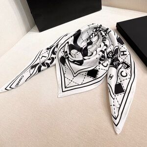 Black & White Chanel CC Scarf